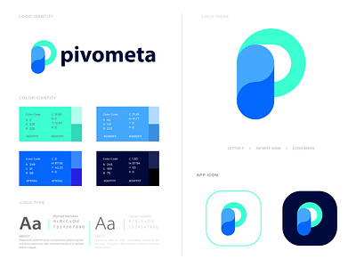 Brand identity design for Pivometa - Infinity metaverse agency brand brand identity branding clean logo logo color colorful logo design gradient graphic design infinity logo lettermark logo designer logodesign logomark logos meta minimalisticlogo monogram p logo typography