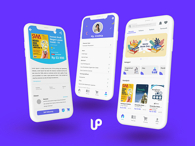 Upress - e-Book Marketplace Aplication Android android app blue book branding design e book e commerce figma illustrator mobile app mockup photoshop store ui ux