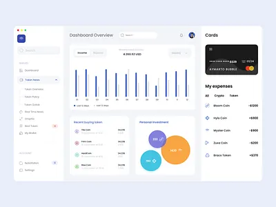 Cryptocurrency Dashboard banking bitcoin credit card crypto cryptocurrency dash board dashboard ethereum fintech interface marketplace nft popular ux ux design uı uı design wallet web web design