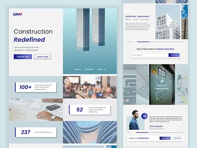 Construction Consultant Web Design Exploration blue building construction consultant web