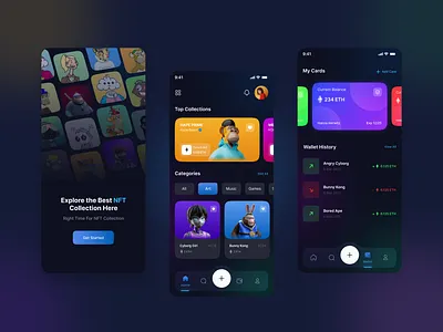 NFT Marketplace App Concept 3d animation app bitcoin blockchain crypto exchange crypto wallet cryptoart design fintech graphic design metaverse nft nft app nftart payment rarible ui ui design ux