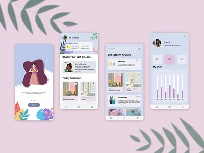Self esteem app app design graphic design illustration ui ux