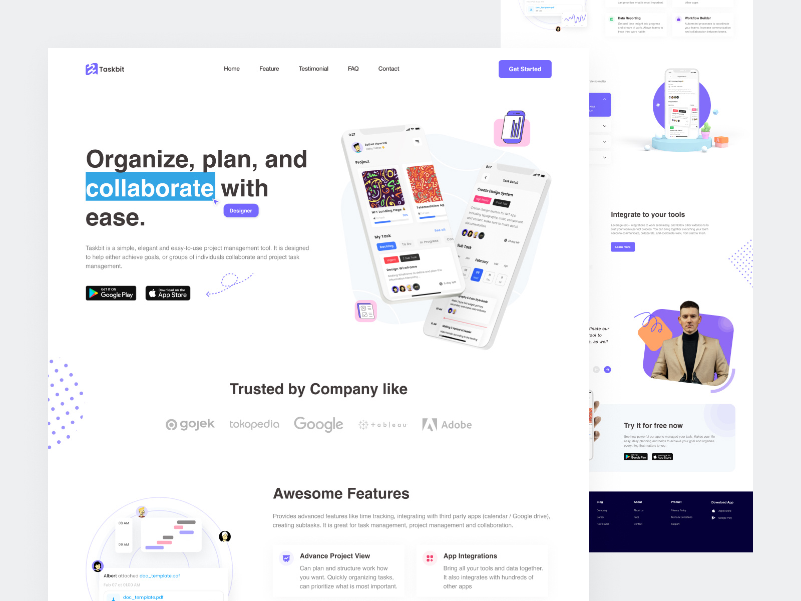 Taskbit - Task Management App Landing Page by Muhammad Ahrasya for Elux ...