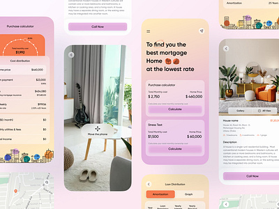 Home Mortgage Mobile App agent architecture broker building estate finder home housing mobile app mortgage product design properties real real estate realtor rent residence ui ux