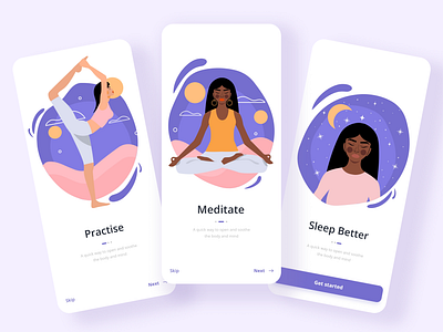 Yoga&Mindfulness App app app design appdesign asana design fitness fitness app meditation meditation app mindfulness mobile onboarding practice relax sleeping ui ux wellness yoga app