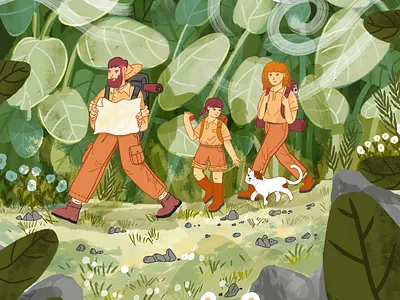 Adventure with family branding design graphic design header illustration