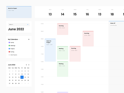 Calendar - UI Exploration administration button calendar components create event date date picker event figma flat icons input interface minimal modern picker schedule ui user interface week