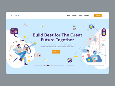 Pillar - Hero Page apps built business design graphic design hero illustration landingpage management technology vector