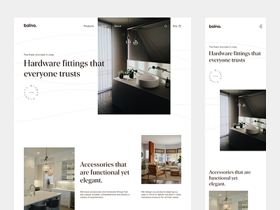 balno. - ecommerce landing page aesthetic branding clean daily ui furniture hardware interior landing page minimal ui ui design uiux web design website