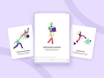 Lasso — Onboarding illustrations advisors app apple pencil characters design digital products drawing geometric figures goalbased investors illustration illustrations interface investors ipad lasso onboarding screens startup ui z1