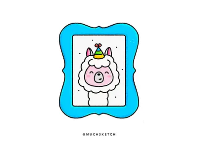 Party llama 🦙 + 🎉 affinity designer alpaca animal illustration birthday celebration character design critters cute animals fluffy frame illustration illustrator llama mountain nursery party party hat photo procreate vector