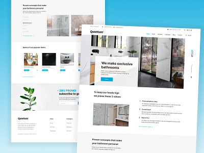 Quantum - We make exclusive bathrooms bathrooms button design footer header homepage icon landingspage logo nav navigation photos products socials store subscribe ui values web webshop