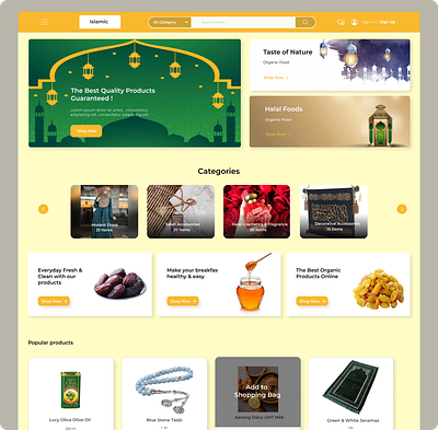 Islamic Product Website design e commerce islamic product landing page ui uiux web design