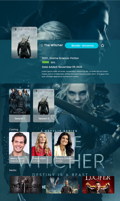 TV App : Season page adobe xd android app android app design design figma graphic design mobile app music app tv app tv app design ui ux design uiux video app web design