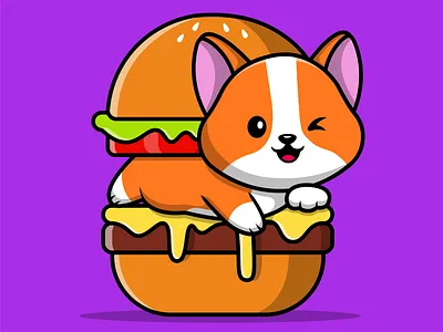 Cute Cat In Burger cartoon