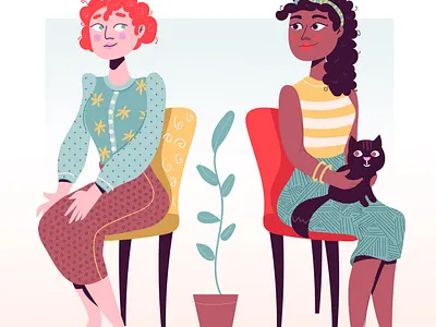 The cat lady cartoon character design design illustraion illustration vector