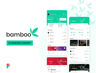 App Redesign: Bamboo: Invest. Trade. Earn. creative design design figma logo mobile app design mobile ui product design ui ui design uiux