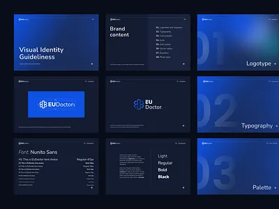 Visual identity guideliness for EU Doctor mobile app blue doctor app blue mobie app brand brand guide brand identity branding dentist doctor doctor app guide guideliness identity logo mobileapp pattern visual guideliness