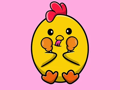 Cute Chicken Holding Fried Chicken lunch