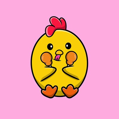 Cute Chicken Holding Fried Chicken lunch