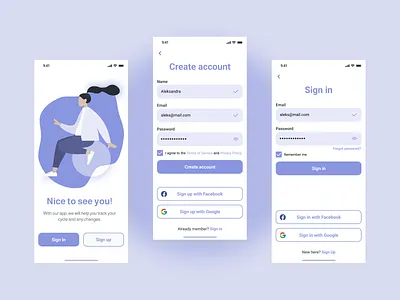 Sign Up / Sign In | Mobile app 22d app application branding concept daily daily ui dailyui design graphic design illustration log in logo mobile mobile app registration sign in sign up start page ui