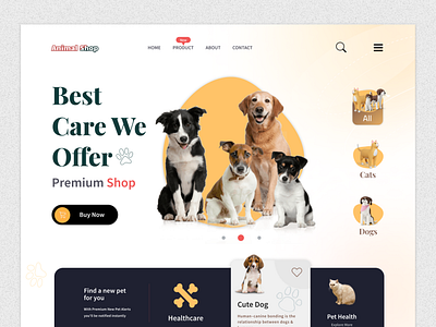 Pet Care Web UI dog lovers ecommerce health care healthcare homepage landing page landingpage pet pet care pet health pet shop petcare petshop typography ui ui design web design website website concept website design