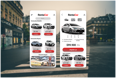 Rentacar app design prototype branding graphic design logo ui