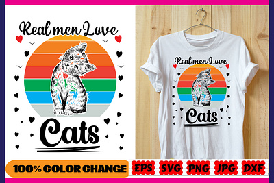 Real men Love Cats design graphic