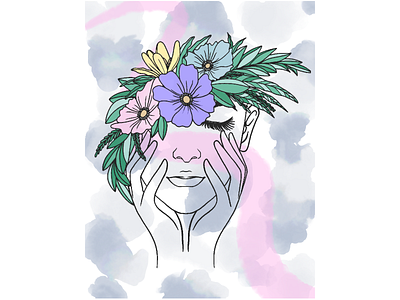 Women's Day adobe adobe fresco art female flowers girl illustration live brush painting pixel brush water color woman womens day