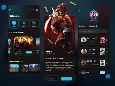 Game Zone & Streaming App UI app design design gamezone ui ui design ux