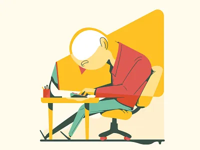 Empty Head character design desk editorial illustration office office work vector