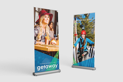 Plan My Getaway Retractable Sign Display branding design graphic design illustration