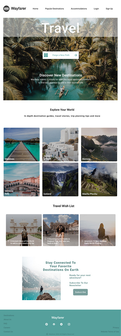 Travel Landing Page branding curation design marketing photography ui vector