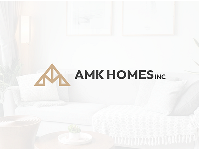 AMK brand branding construction design homes house logo modern roof simple vector