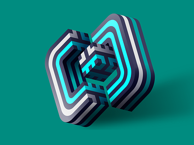 Logomark exploration 3d abstract blocks bracket branding cube design gradients graphic illustration letter lines logo shading shadows squares stripes typography ui vector