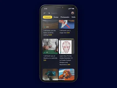 Mentor App Design Animation animated app posts app reviews dark interface dark ui drawer animation earn money explore page filters home page mentor micro animation motion graphics pandemic app posts reviews rotato skill sharing skills teaching