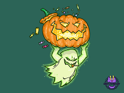 Pumpkin Thief Ghost candy ghost halloween illustration illustrator jackolantern pumpkin