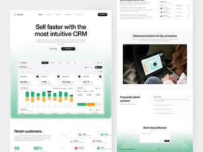 Ottorize - CRM Landing Page analytics business charts clean crm data employee graphs homepage landing landing page management saas salary sales table task ui ux website