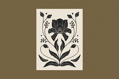 Botanical illustration 01 black botanical card design digital floral illustration print stationery