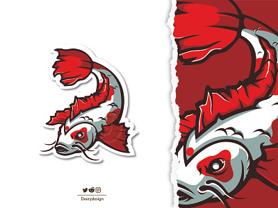 Koi mascot logo animal app branding deerydesign design fish graphic design illustration koi logo nature ui underwater ux vector