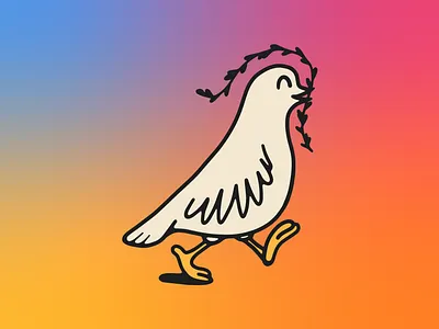 Happy Dove character design dove handdrawn hope illustration line olive branch procreate vector