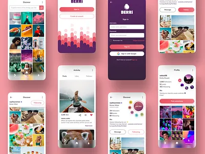 Berri - social media mobile app app color colorful creative design grid image interface layout logo mobile social media ui ui design