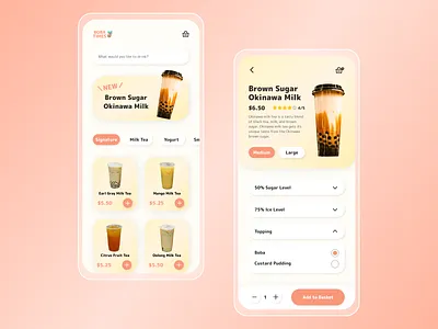 Customize Product app appdesign boba boba tea bubble tea customize customize product dailyui dailyui 33 mobiledesign ui
