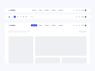 Top Navigation : SaasBox clean ui dashboard dashboard nav design system header header nav light menu nav nav bar navbar navigation product product design tabs top menu top navigation ui kit website nav
