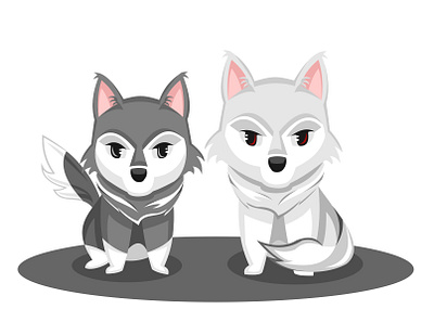 Nymeria y Fantasma design diseño fantasma gameofthrones huargos illustration lobos nymeria stark ui ux vector vector illustration