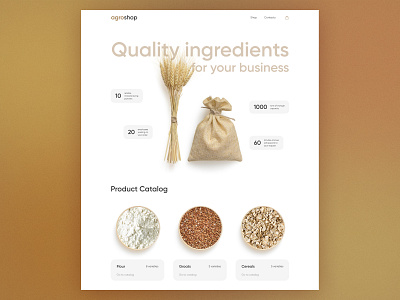 Agro Shop — Website catalog clean ecommerce flour food groats landing landing page main page shop site store ui ux web web design website wheat white сereals