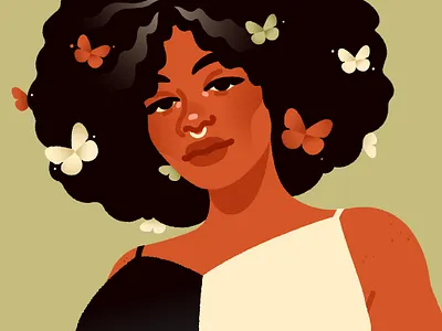 🦋 butterflies digital art digital illustration girl illustration portrait vector vector illustration