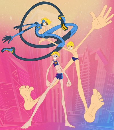 Power Stretch Armstrong boy character design cover illustration pinup