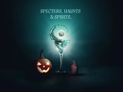 Halloween Ad Photo Manipulation ad advertising advertorial branding editing halloween martini moon photo photo manipulation photo retouch photoshop teal
