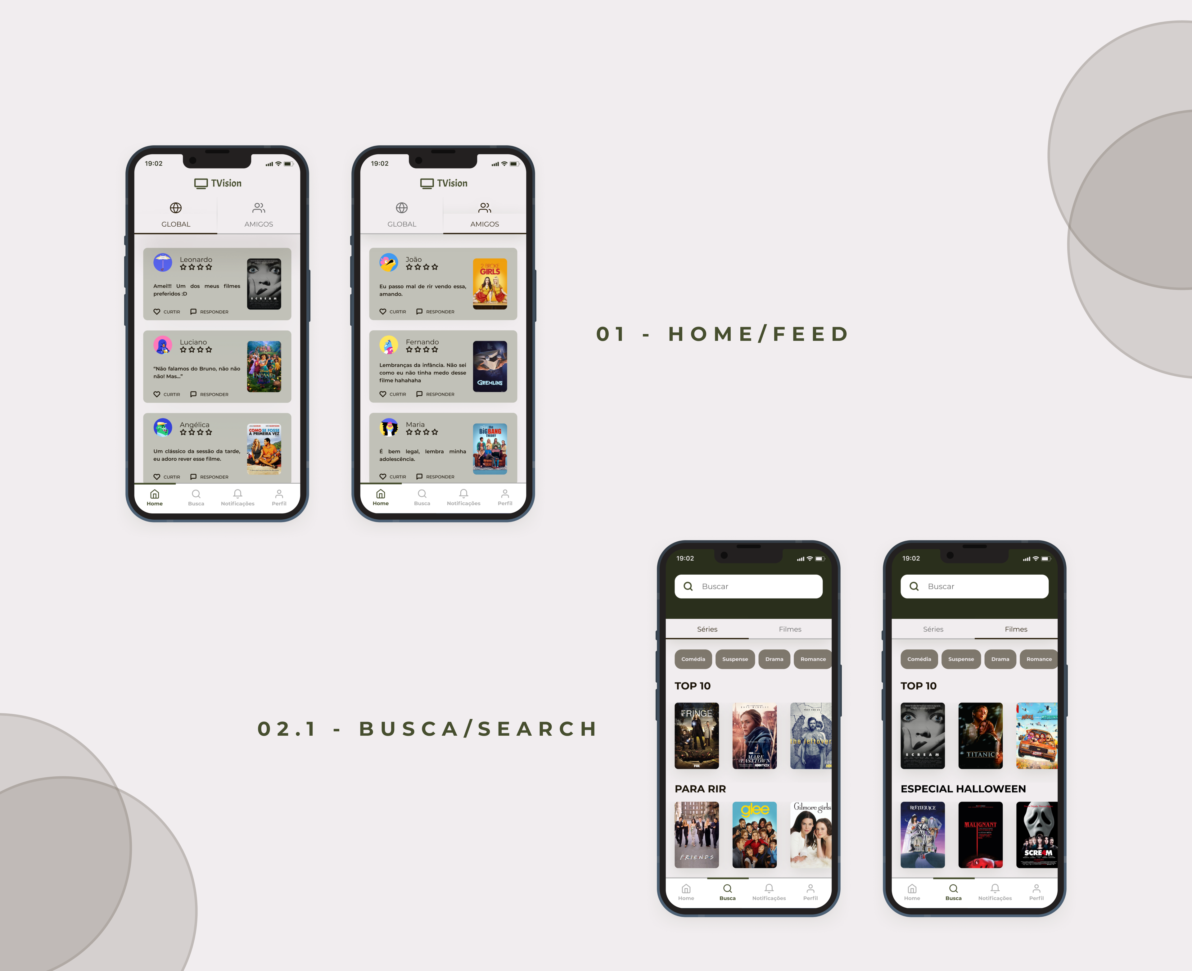 Example of TVision App - Screens 01 & 02